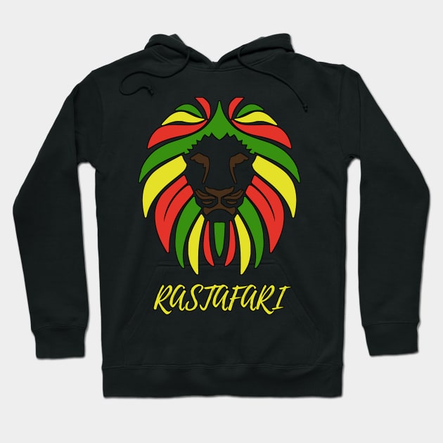Reggae Rastafari lion with small text Hoodie by JENNEFTRUST